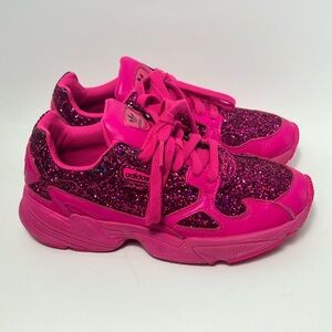 Adidas Falcon Pink Glitter women’s tennis shoes size 8 Sneakers‎ Shoes glam prom